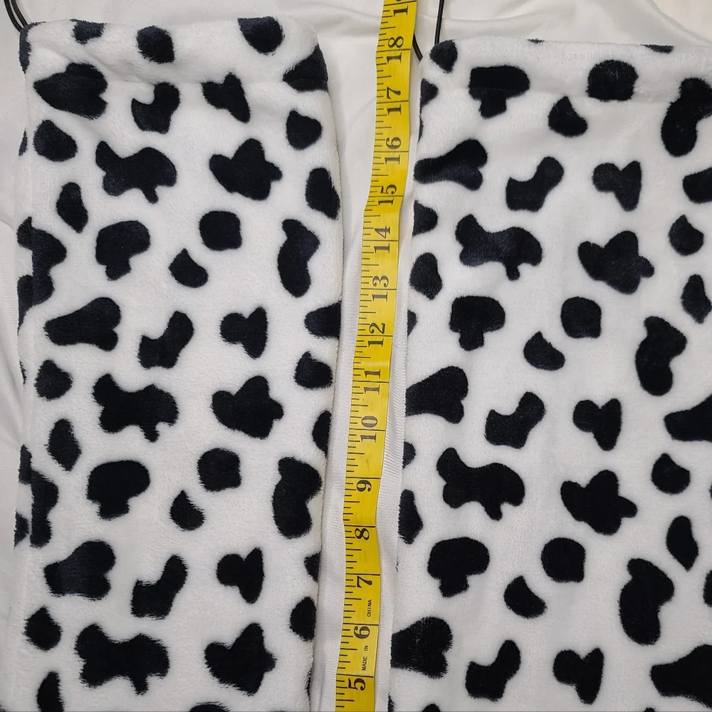 Plush Soft Leg Warmers Cow Print Boot Cuffs 0/S